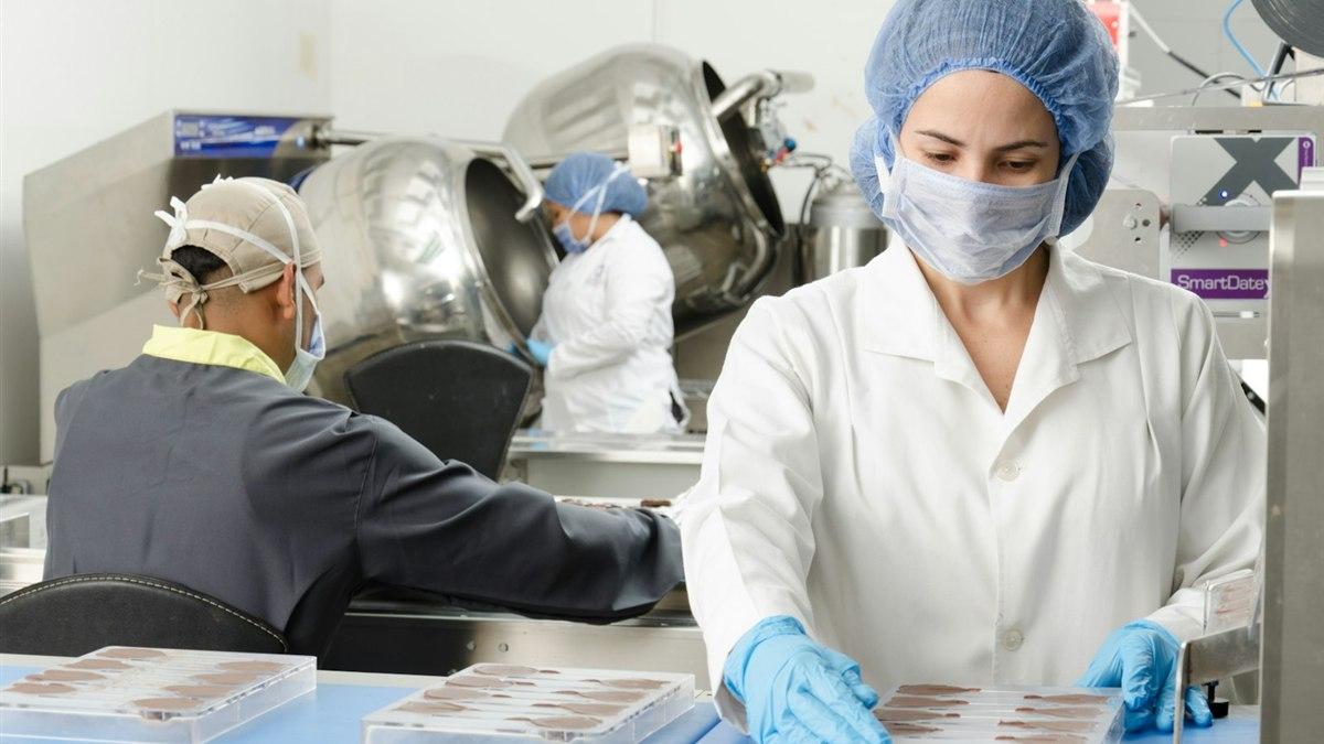 醫療製造團隊國際化溝通示意圖:無塵室內人員協作生產線作業