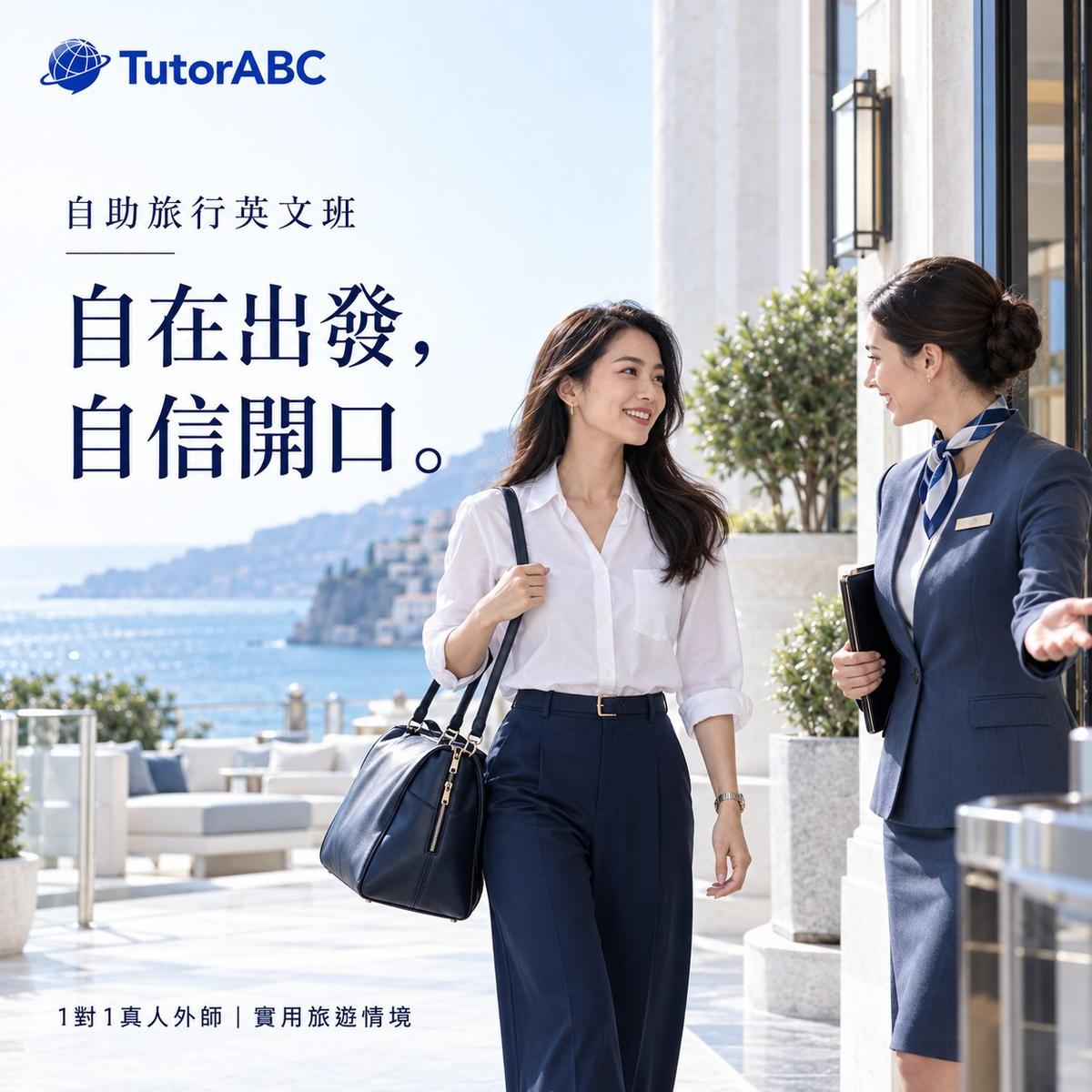 TutorABC自助旅行英文班,1對1真人外師練習自助旅遊實用英文情境
